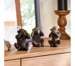 Sortie 😍 TIME Statue H.9 cm SINGE Dor&eacute; / Noir 😀 -Espace Déco Magasin 2099901436559 AMB29