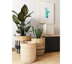 Promo 😉 TIME Panier set de 3 LENA noir/naturel 😉