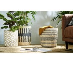 Promo 😉 TIME Panier set de 3 LENA noir/naturel 😉 -Espace Déco Magasin 2099901447258 AMB9 192297