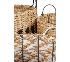 Promo 😉 TIME Panier set de 3 LENA noir/naturel 😉 -Espace Déco Magasin 2099901447258 D