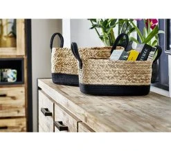 Tout neuf ✔️ TIME Panier grand mod&egrave;le JORIS naturel/noir ⭐ -Espace Déco Magasin 2099901448385 AMB9 192300