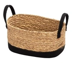 Tout neuf ✔️ TIME Panier grand mod&egrave;le JORIS naturel/noir ⭐ -Espace Déco Magasin 2099901448385 P