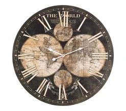 Vente flash 🥰 TIME Horloge D.60 cm MAP Noir / Dor&eacute; ✔️ -Espace Déco Magasin 2099901451477 F