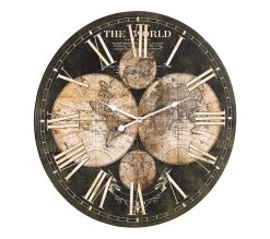 Vente flash 🥰 TIME Horloge D.60 cm MAP Noir / Dor&eacute; ✔️ -Espace Déco Magasin 2099901451477 Q