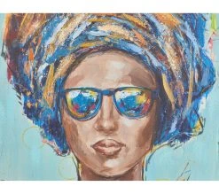 Remise 😉 TIME Toile 90x120 cm FEMME LUNETTES Multicolore 👍 -Espace Déco Magasin 2099901456304 D