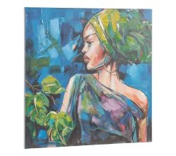 Coupon ⌛ TIME Toile 100x100 cm FEMME PROFIL Multicolore 🛒 -Espace Déco Magasin 2099901456465 Q
