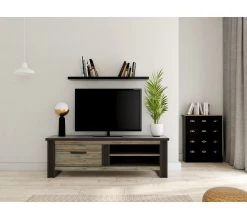 Acheter 😀 TIME Meuble TV 1 tiroir L.169 BAXTER imitation chêne gris 👍