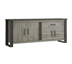 Meilleure affaire ❤️ TIME Buffet L.224 BAXTER imitation ch&ecirc;ne gris 🔥 -Espace Déco Magasin 3102000111865 Q