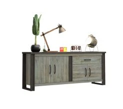 Meilleure affaire ❤️ TIME Buffet L.224 BAXTER imitation ch&ecirc;ne gris 🔥 -Espace Déco Magasin 3102000111865 Z3