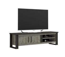 De gros ❤️ TIME Meuble TV 2 portes L.204 BAXTER imitation ch&ecirc;ne gris 👏 -Espace Déco Magasin 3102000111919 Q