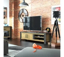 Vente flash ✔️ TIME Meuble TV 2 portes L.204 BAXTER imitation chêne 👏