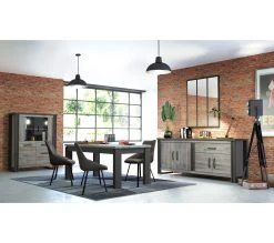 Le moins cher ⭐ TIME Table L.180 + allonge BAXTER imitation ch&ecirc;ne/ gris 💯