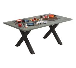 Meilleur prix ⭐ TIME Table L.170 pieds en X BAXTER imitation ch&ecirc;ne/ gris 🔔 -Espace Déco Magasin 3102000112091 Z4