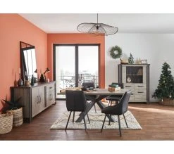 Top 10 ⭐ TIME Table L.180 pied central BAXTER imitation ch&ecirc;ne/ gris ✨ -Espace Déco Magasin 3102000112107 AMB9 280103