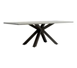 Grosses soldes 🔥 TIME Table L.220 pied central BAXTER imitation ch&ecirc;ne gris ⌛ -Espace Déco Magasin 3102000112114 Q