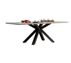 Grosses soldes 🔥 TIME Table L.220 pied central BAXTER imitation ch&ecirc;ne gris ⌛ -Espace Déco Magasin 3102000112114 Z3