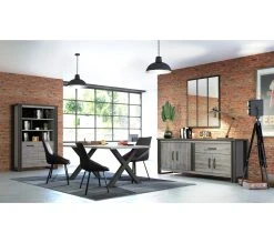 Grosses soldes ✔️ TIME Table L.200 pieds en X BAXTER imitation ch&ecirc;ne/gris ✔️