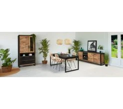 Remise 🧨 TIME Vitrine 2 portes ZARA acacia massif et noir 😍