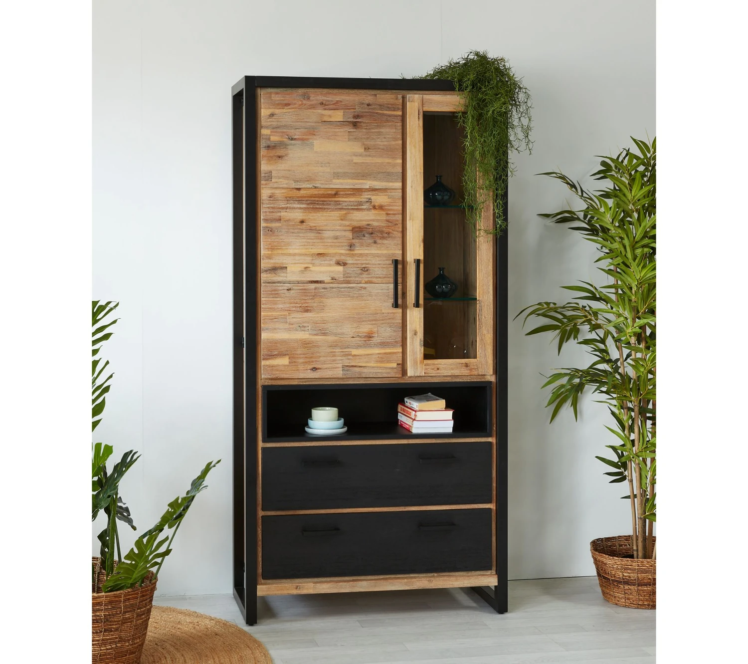 Remise 🧨 TIME Vitrine 2 portes ZARA acacia massif et noir 😍 8 Remise 🧨 TIME Vitrine 2 portes ZARA acacia massif et noir 😍 – Image 6