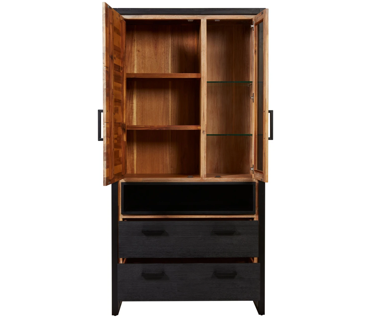 Remise 🧨 TIME Vitrine 2 portes ZARA acacia massif et noir 😍 6 Remise 🧨 TIME Vitrine 2 portes ZARA acacia massif et noir 😍 – Image 4