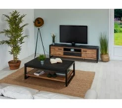 Promo 👍 TIME Meuble tv L.190 ZARA acacia massif et noir ⭐