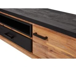 Promo 👍 TIME Meuble tv L.190 ZARA acacia massif et noir ⭐ -Espace Déco Magasin 3248119126304 D