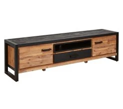 Promo 👍 TIME Meuble tv L.190 ZARA acacia massif et noir ⭐ -Espace Déco Magasin 3248119126304 Q