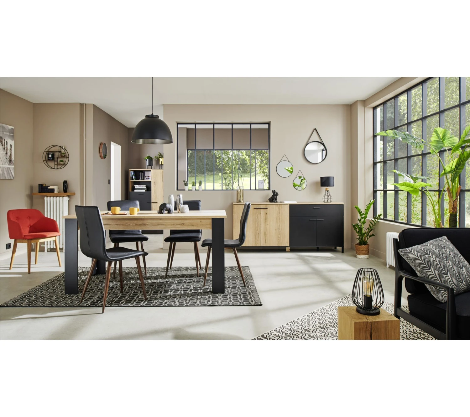 Promo 😀 TIME Buffet 4 portes/1 tiroir TRUST chêne/noir 😉 19 Promo 😀 TIME Buffet 4 portes/1 tiroir TRUST chêne/noir 😉 – Image 17