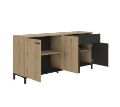 Promo 😀 TIME Buffet 4 portes/1 tiroir TRUST chêne/noir 😉 25 Promo 😀 TIME Buffet 4 portes/1 tiroir TRUST chêne/noir 😉 -Espace Déco Magasin 3483600905994 D