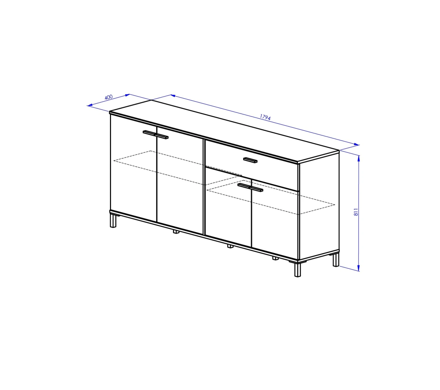 Promo 😀 TIME Buffet 4 portes/1 tiroir TRUST chêne/noir 😉 8 Promo 😀 TIME Buffet 4 portes/1 tiroir TRUST chêne/noir 😉 – Image 6