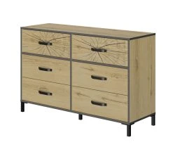 Coupon ❤️ TIME Commode 6 tiroirs ARMOR imitation ch&ecirc;ne 🧨 -Espace Déco Magasin 3483601075603 P