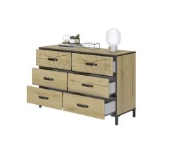 Coupon ❤️ TIME Commode 6 tiroirs ARMOR imitation ch&ecirc;ne 🧨 -Espace Déco Magasin 3483601075603 VO