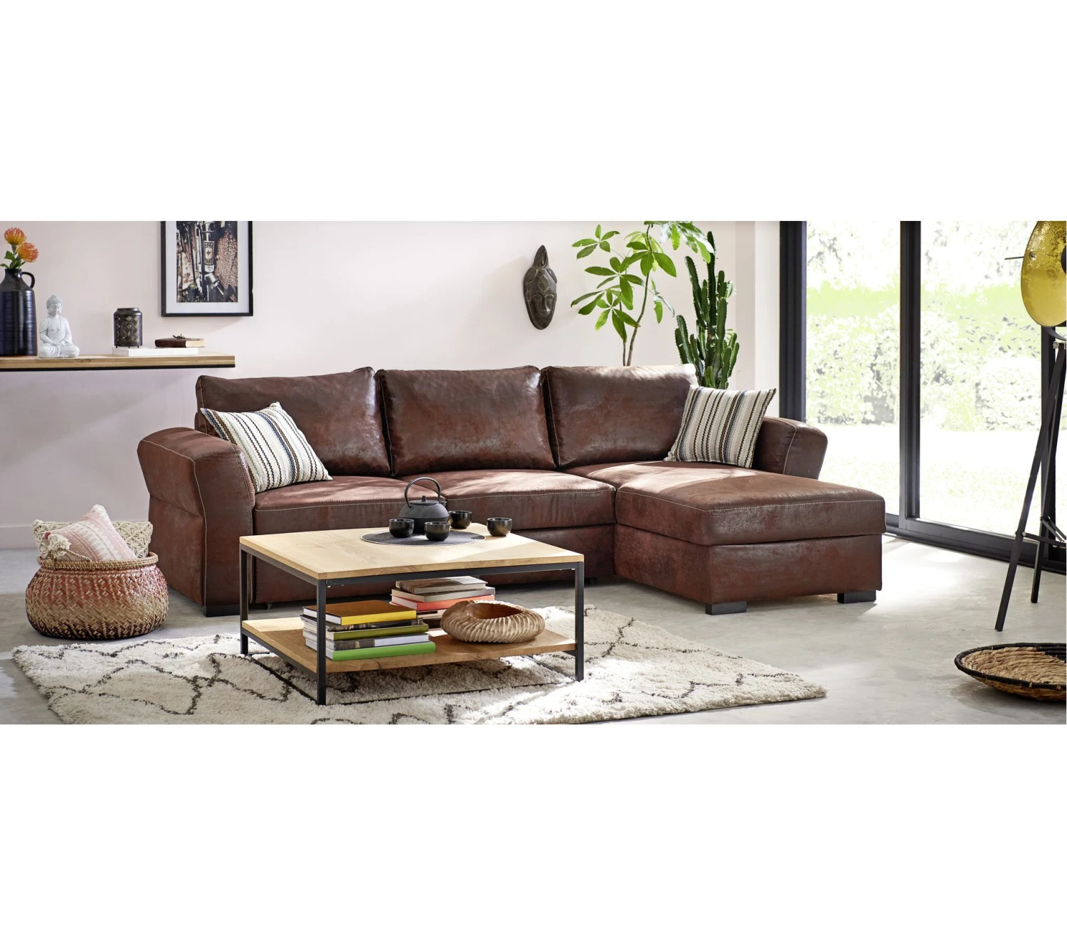 De gros 👏 TIME Canapé convertible méridienne réversible CASABLANCA tissu Gobi marron 4 ✨ 2 De gros 👏 TIME Canapé convertible méridienne réversible CASABLANCA tissu Gobi marron 4 ✨