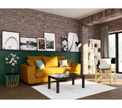 Meilleure vente ✨ TIME Canap&eacute; 3 places convertible SAGA tissu trinity amber 26 ✨