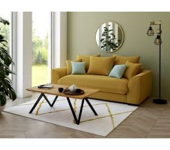 Budget 🎉 TIME Canap&eacute; 3 places SAGA tissu polaris curcuma 10 ❤️