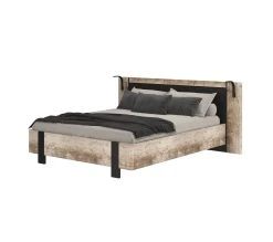 Coupon ❤️ TIME Lit 160x200 cm DISTRICT imitation ch&ecirc;ne et noir 💯 -Espace Déco Magasin 3605095772329 P