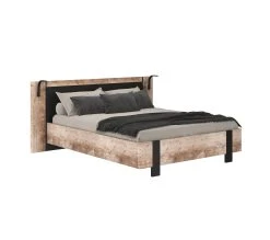 Coupon ❤️ TIME Lit 160x200 cm DISTRICT imitation ch&ecirc;ne et noir 💯 -Espace Déco Magasin 3605095772329 Q