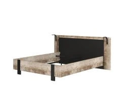 Coupon ❤️ TIME Lit 160x200 cm DISTRICT imitation ch&ecirc;ne et noir 💯 -Espace Déco Magasin 3605095772329 Z3