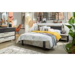 Bon marché 🌟 TIME Commode 3 tiroirs DISTRICT imitation chêne et noir ✨