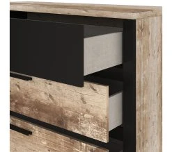 Bon marché 🌟 TIME Commode 3 tiroirs DISTRICT imitation ch&ecirc;ne et noir ✨ -Espace Déco Magasin 3605095772848 D