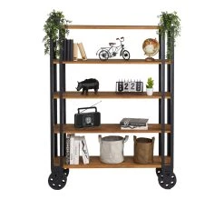 Le moins cher 🔥 TIME Biblioth&egrave;que WINSTON cir&eacute; coloris ch&ecirc;ne et noir ❤️ -Espace Déco Magasin 3609130013309 Z2