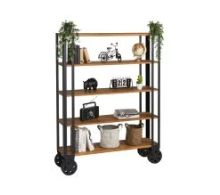 Le moins cher 🔥 TIME Biblioth&egrave;que WINSTON cir&eacute; coloris ch&ecirc;ne et noir ❤️ -Espace Déco Magasin 3609130013309 Z3