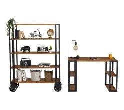 Le moins cher 🔥 TIME Biblioth&egrave;que WINSTON cir&eacute; coloris ch&ecirc;ne et noir ❤️ -Espace Déco Magasin 3609130013309 Z4