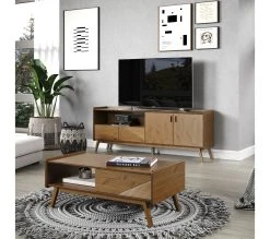 Meilleure affaire ✔️ TIME Meuble TV L.200 cm CLAUDIA pin massif fonc&eacute; ⭐