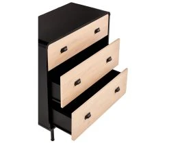 Bon marché 🥰 TIME Commode 3 tiroirs Sixties noir et imitation ch&ecirc;ne 🔥 -Espace Déco Magasin 4894223211833 A