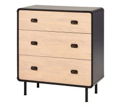 Bon marché 🥰 TIME Commode 3 tiroirs Sixties noir et imitation ch&ecirc;ne 🔥 -Espace Déco Magasin 4894223211833 P