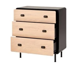 Bon marché 🥰 TIME Commode 3 tiroirs Sixties noir et imitation ch&ecirc;ne 🔥 -Espace Déco Magasin 4894223211833 Z6