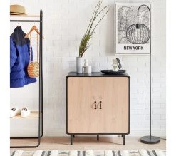 Bon marché 🎉 TIME Rangement 2 portes Sixties imitation ch&ecirc;ne et noir 🧨 -Espace Déco Magasin 4894223211840 AMB3