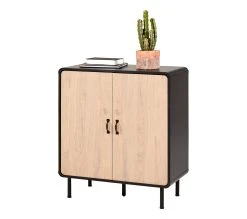 Bon marché 🎉 TIME Rangement 2 portes Sixties imitation ch&ecirc;ne et noir 🧨 -Espace Déco Magasin 4894223211840 Z3