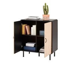 Bon marché 🎉 TIME Rangement 2 portes Sixties imitation ch&ecirc;ne et noir 🧨 -Espace Déco Magasin 4894223211840 Z4